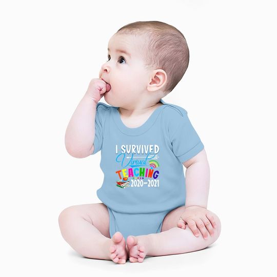 Fashion Baby Bodysuit - Funny I Survived Virtual Teaching End Of Year Teacher Remote Gift Baby Bodysuit Short Sleeve