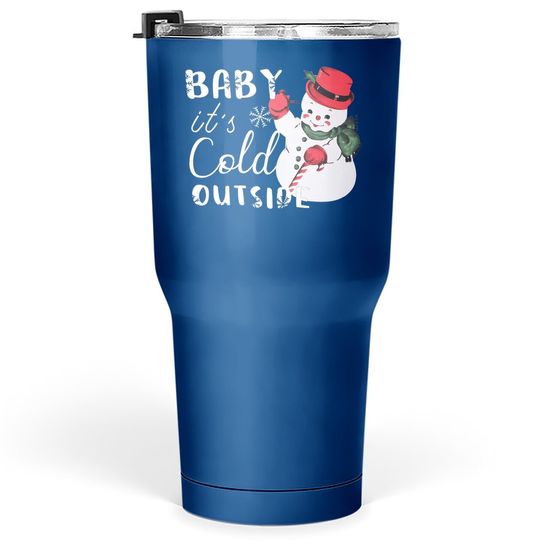Discover Baby It's Cold Outside Christmas Plaid Splicing Snowman Tumbler 30 Oz