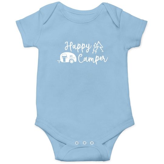 Discover Hiking Camping Baby Bodysuit For Funny Graphic Tees Baby Bodysuit Happy Camper Letter Print Casual Tee Tops