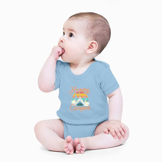 Happy Camper Baby Bodysuit For Funny Cute Graphic Tee Short Sleeve Letter Print Casual Tee Baby Bodysuit
