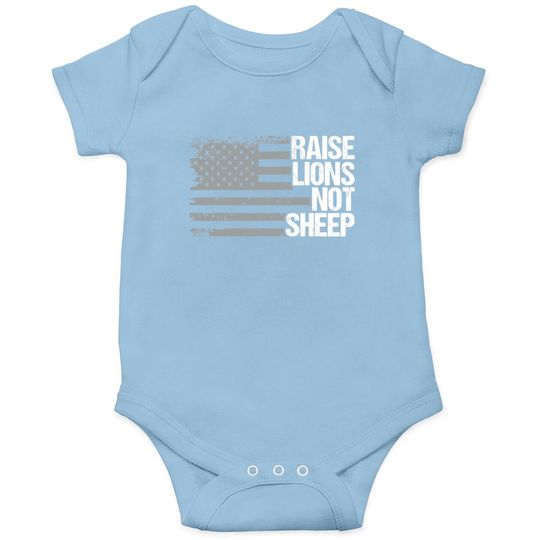 Raise Lions Not Sheep - American Patriot - Patriotic Lion Baby Bodysuit