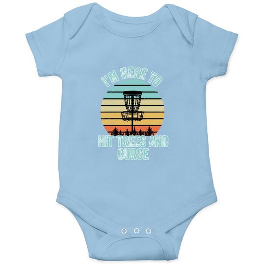 Disc Golf Baby Bodysuit Funny Hit Trees And Curse Retro Disc Golf Gi Baby Bodysuit