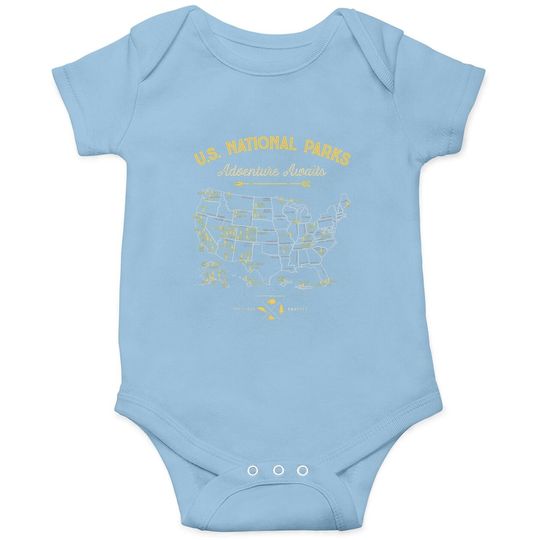 62 National Parks Map Gifts Us Park Vintage Camping Hiking Baby Bodysuit