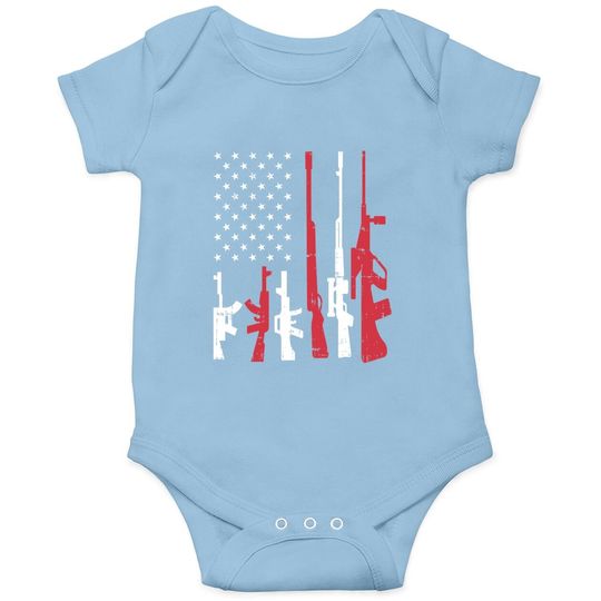Usa Flag Guns Funny American Pride 4th Of July Patriot Gift Baby Bodysuit
