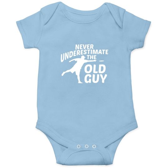 Never Underestimate The Old Guy Funny Disc Golf Designs Baby Bodysuit