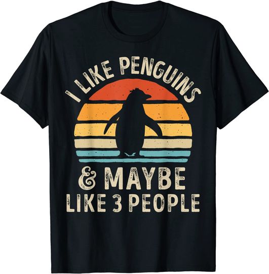 I Like Penguins and Maybe 3 People Funny Penguin Vintage T-Shirt
