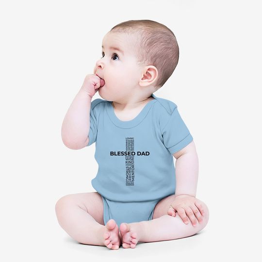 Christian Blessed Dad Cross Father's Day Baby Bodysuit