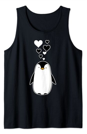 Cute Penguin With Hearts - I Love Penguins Tank Top