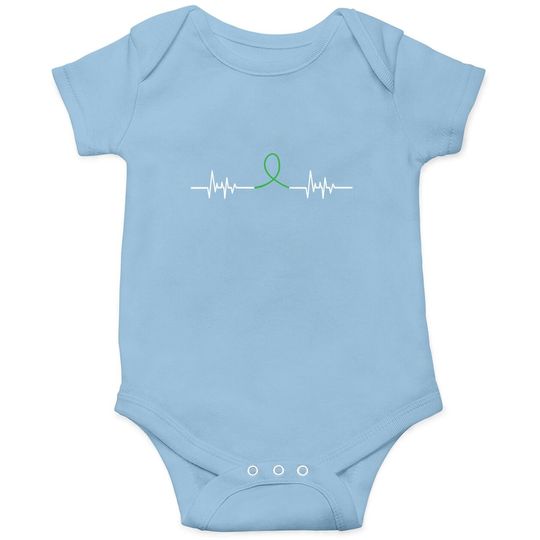 Green Ribbon Heart Beat - Mental Health Awareness Baby Bodysuit