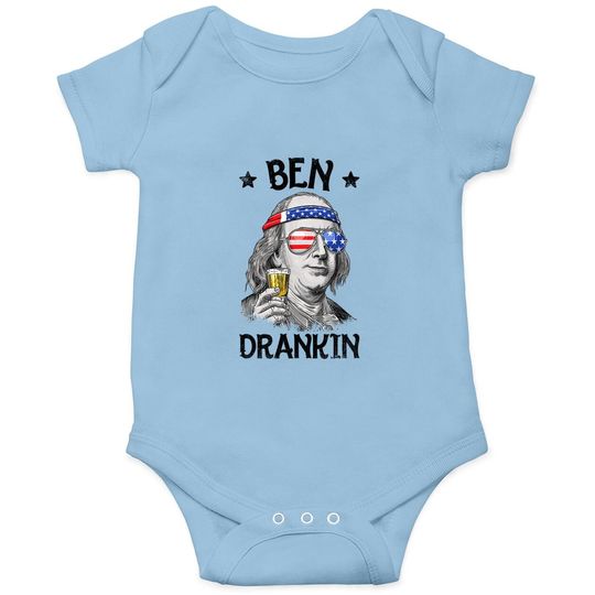 Ben Drankin 4th Of July Benjamin Franklin Usa Flag Baby Bodysuit