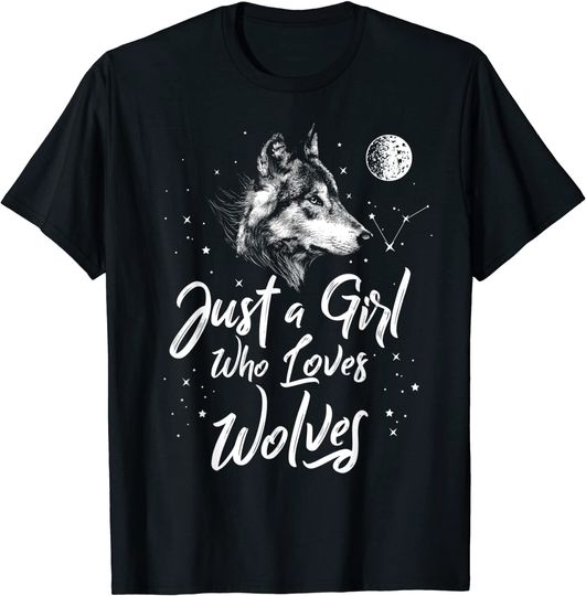 Just A Girl Who Loves Wolves Shirt Wolf Shirt Women Girls