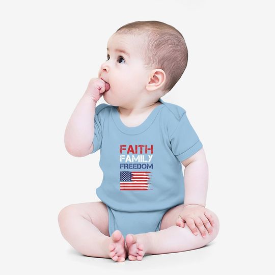 Faith Family Freedom - Patriotic Usa Tshirts - American Gift Baby Bodysuit