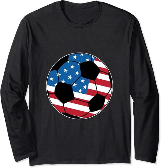 United States Soccer Ball USA Shirt Football Stars Stripes Long Sleeve