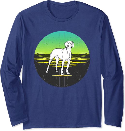 Graphic 365 Dog Breed Vizsla Retro Sunset Style Long Sleeve T-Shirt