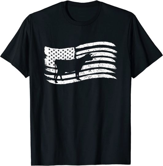 American Flag T-Shirt With Cow Vintage Look
