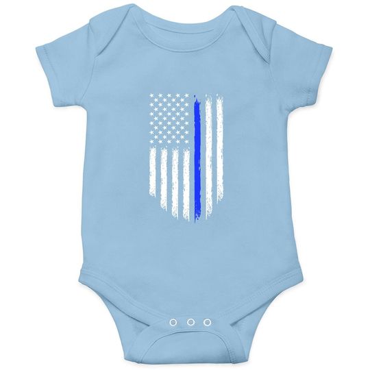 Fantastic Tees Thin Blue Line Usa Flag Patriotic Police Support Baby Bodysuit