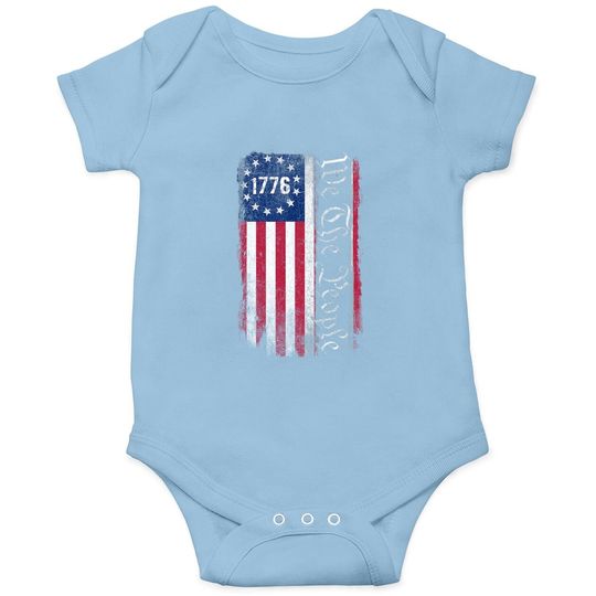 1776 We The People Betsy Ross 4th Of July American Flag Baby Bodysuit