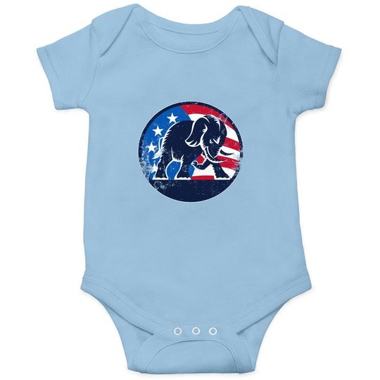 Shirtinvaders Republican Party Elephant Logo - Distressed Print Baby Bodysuit