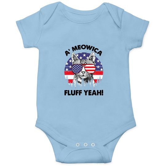Meowica Fluff Yeah Patriotic American Baby Bodysuit