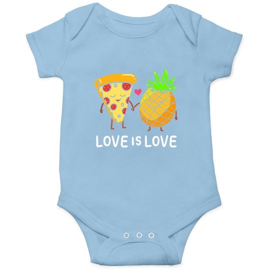 Love Is Love Pineapple Pizza Forbidden Hawaiian Foodie Baby Bodysuit