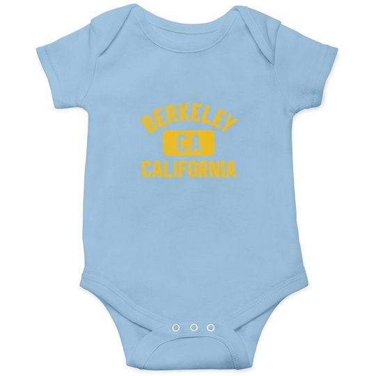 Berkeley Ca California Gym Style Distressed Amber Print Baby Bodysuit