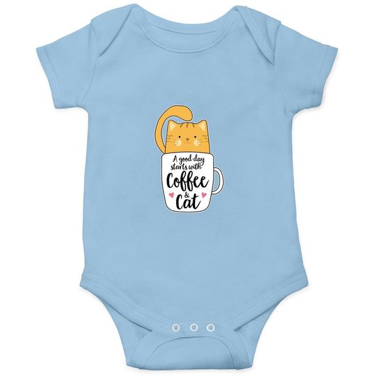Orange Cat Coffee Mug Baby Bodysuit Cat Lover Gifts Baby Bodysuit