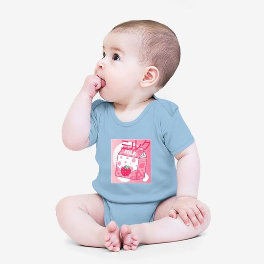 Strawberry Milk Pink Japanese Retro 90s Aesthetic Baby Bodysuit