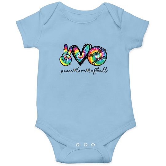 Peace Love Softball Tie Dye Cute Softball Lovers Baby Bodysuit