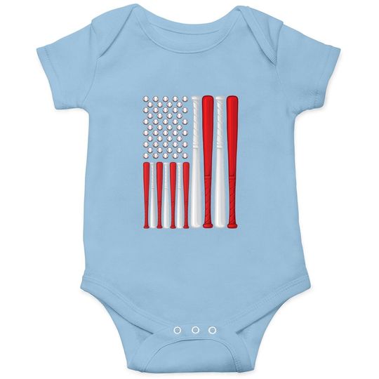 Usa Flag - American Baseball Flag - Vintage Baseball Flag Baby Bodysuit