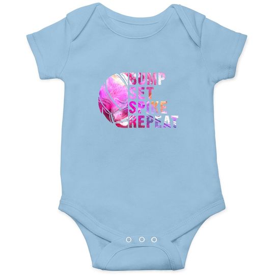 Bump Set Spike Repeat Volleyball Lover Athlete Sports Gift Baby Bodysuit