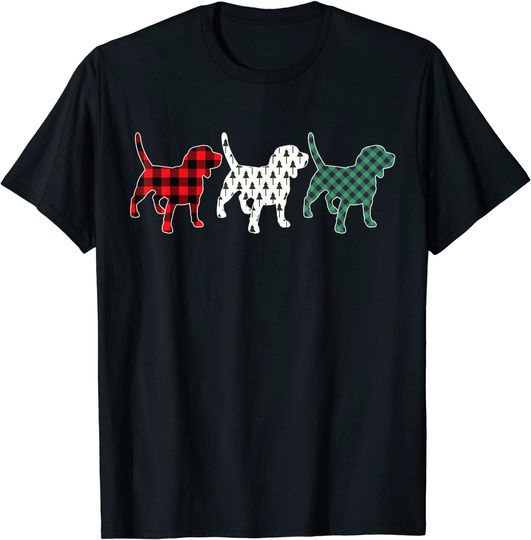 Beagle Dog Lover Plaid Christmas Matching Family Pajama Gift T-Shirt