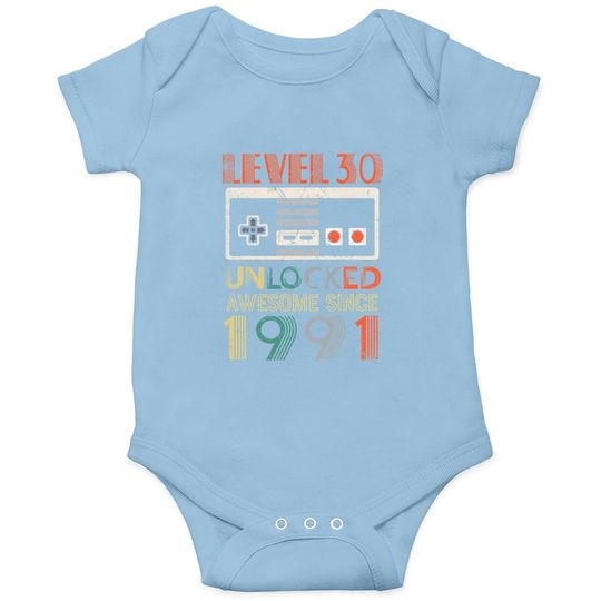Level 30 Unlocked Birthday 30 Years Old Awesome Since 1991 Baby Bodysuit