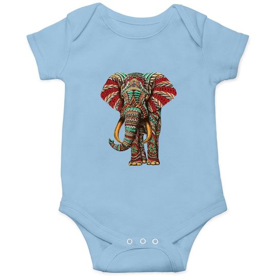 Henna Stylish Artistic Save The Elephants Baby Bodysuit