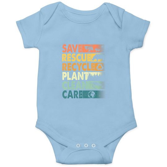Earth Day Save Bees Rescue Animals Recycle Plastics Baby Bodysuit