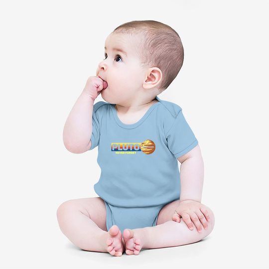 Pluto Never Forget Science Space Retro Baby Bodysuit