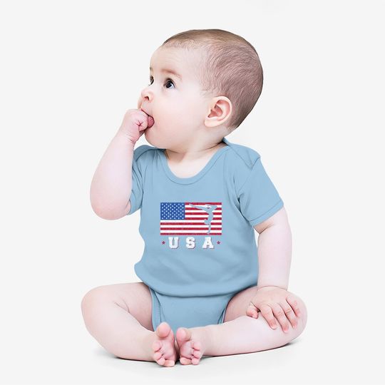 Patriotic Sports American Usa Flag Girls Gymnastics Baby Bodysuit