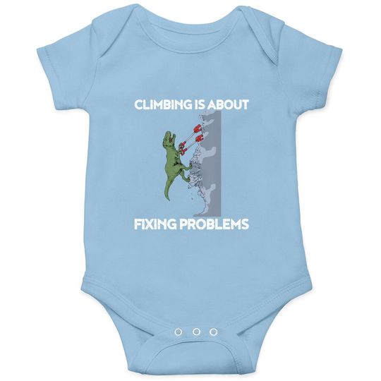 Funny Climbing T-rex Rock Climber Dinosaur Baby Bodysuit