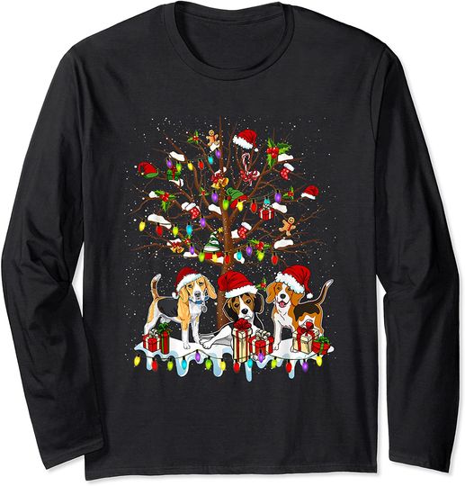 Beagle Christmas Tree Funny Xmas For Beagle Dog Lover Long Sleeve T-Shirt