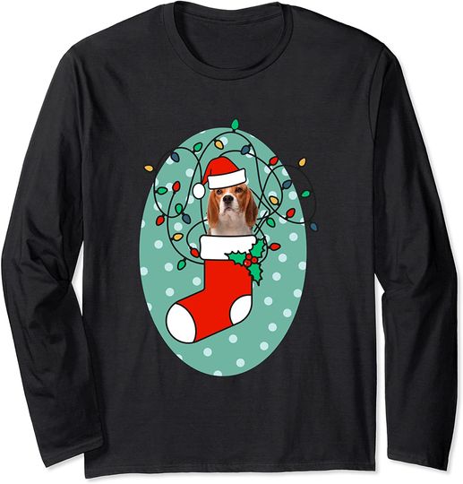 Christmas Stocking Dog Beagle Long Sleeve T-Shirt