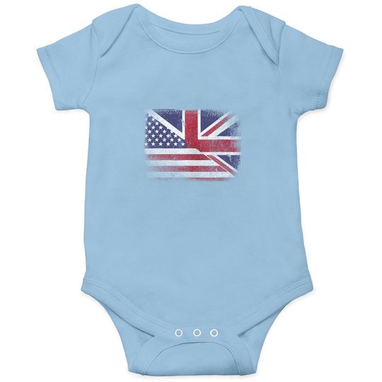 British American Flag Great Britain Union Jack Baby Bodysuit.