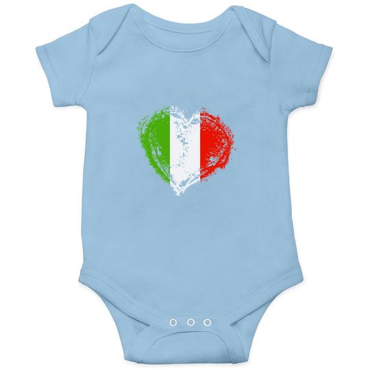 Vintage Italy Heart Shape Italian Flag Baby Bodysuit