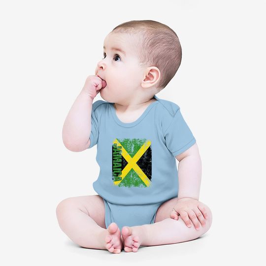 Jamaican Flag Vintage Distressed Baby Bodysuit