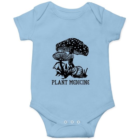 Plant Medicine Vintage Magic Mushroom Mycology Psychedelic Baby Bodysuit