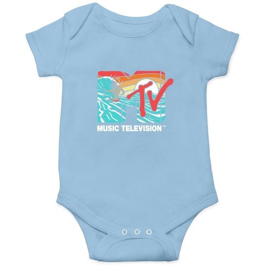 Mademark X Mtv - Mtv Catch A Wave Mtv Surfer Logo Retro Graphic Baby Bodysuit