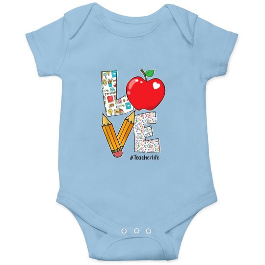 Love Teacher Life Apple Pencil Appreciation Gifts Baby Bodysuit
