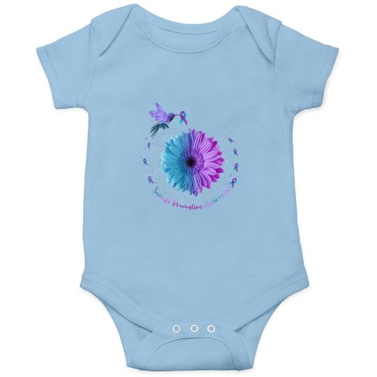 Hummingbird Sunflower Suicide Prevention Awareness Baby Bodysuit