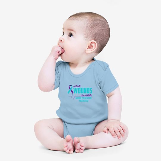 Teal And Purple Ribbon Suicide Prevention Awareness Baby Bodysuit