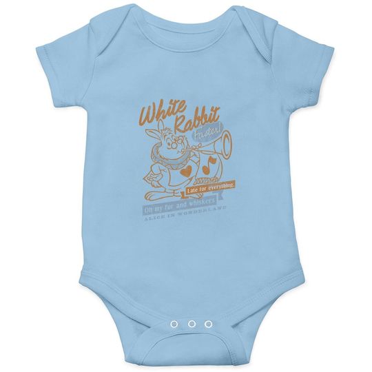 Alice In Wonderland White Rabbit Outlined Text Poster Baby Bodysuit