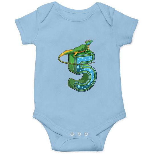 5 Year Old Lizard Reptile 5th Birthday Party Baby Bodysuit