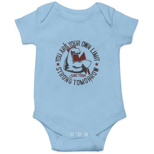 Weight Lifting Gym Fitness Quote Motivational Saying Baby Bodysuit